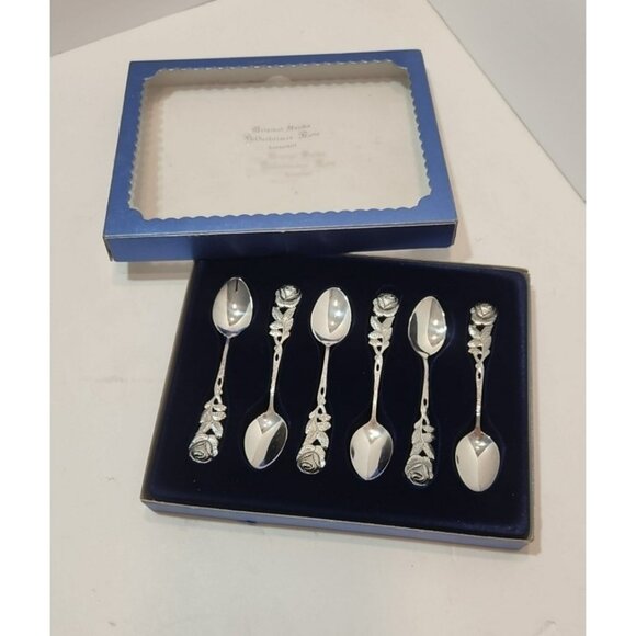 Vtg Antiko 100 Hildesheimer Rose Silverplate Demitasse Spoons in Original Box - Picture 3 of 9